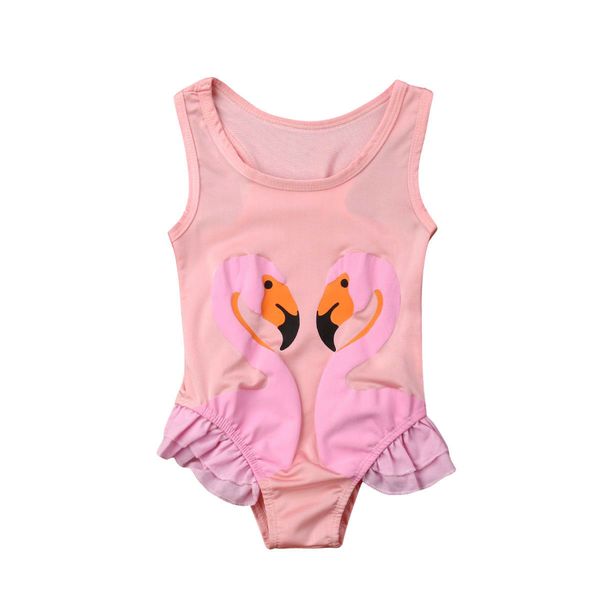 

toddler baby girl flamingo swimwear bathing suit bikini outfits swimsuit sets one piece, White