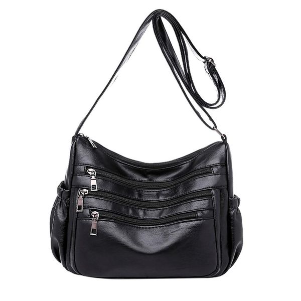 

woman bag single shoulder handbag soft leather double zipper inclined fashion wild simple fashion solid color temperament h1