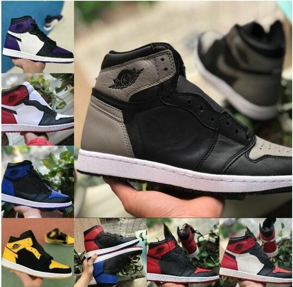 

2019 new high og mid mens 1 basketball shoes game royal banned shadow black toe bred red blue white shoe women 1s chicago sports shoes