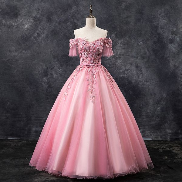 

prom dress 2019 mrs win the party elagant boat neck floor-length ball gown off the shoulder floral print formal dresses f, White;black