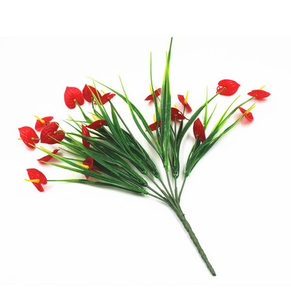 

fake flower green plant potted decoration artificial plant partition fence flower arrangement water grass 7 fork small anthurium