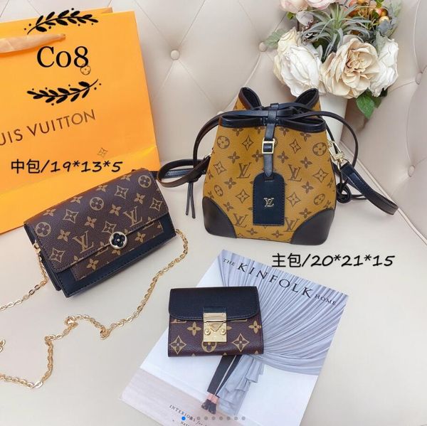 

the new 2020 ladies three-piece fashion exquisite wild bucket bag messenger bag fashion female bag backpack wallet handbag