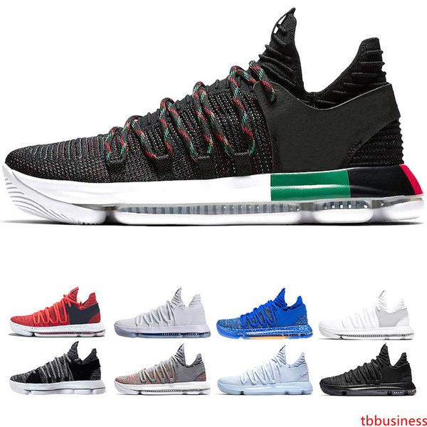

new zoom kd 10 anniversary pe bhm oreo triple men basketball shoes kd 10 elite low kevin durant athletic sport sneakers size 7-12