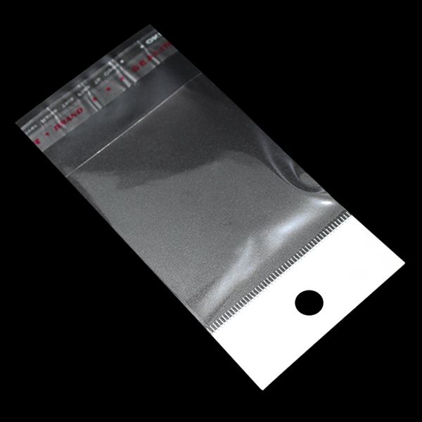 4 * 10 cm Clear auto adesivo saco de armazenamento de plástico opp poli saco de varejo embalagem pacote w / halder buraco atacado 500 pcs / lote