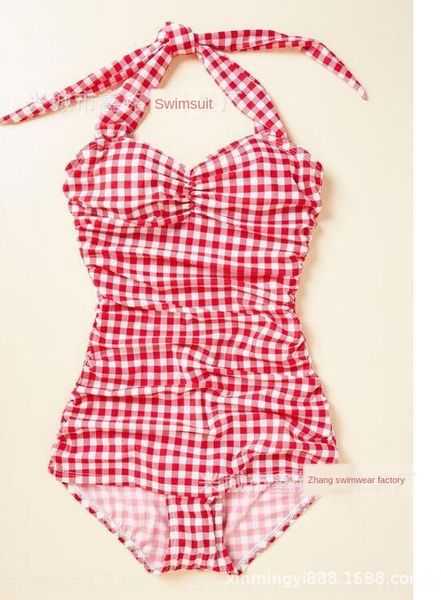 

2020 xinmingyi one-piece plus fertilizer extra red bikini swimsuit grid printed swimsuit for pregnant women bikini, White;black