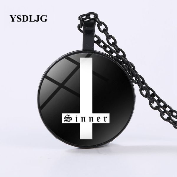 

gdrgyb эзотерическое ожерелье - sinner satanic inverted cross symbol - сатана дьявол грех первоначальное ожерелье ювелирные изделия, Silver