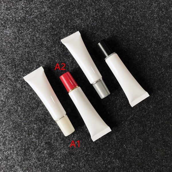 Tubo bianco da 15 ml / g Crema detergente Tubi cosmetici in plastica Pacchetto cosmetico per lozione da spremere Spedizione veloce F3626