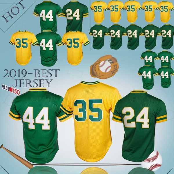 

Athletics jerseys 35 Rickey Henderson 24 Rickey Henderson 44 Reggie Jackson Jersey sportswear 2019 men add 150th anniversary