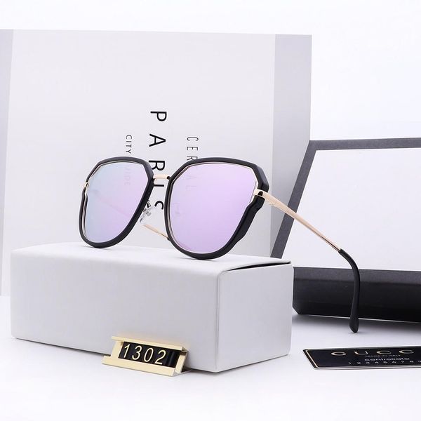 

luxury- metal full frame designer sunglasses for women uv400 protecton mirror sunglass with packing g#1302, White;black
