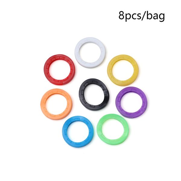 

8pc/set random colors silicone hollow silicone key cap covers er key holder keyring rings case bag organizer wallets, Silver
