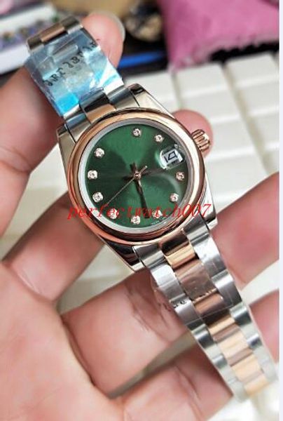 

sell ladies watch 26 mm green dial 18k rose gold 179173 279174 176200 128238 179174 178241 279160 asian 2813 automatic, Slivery;brown