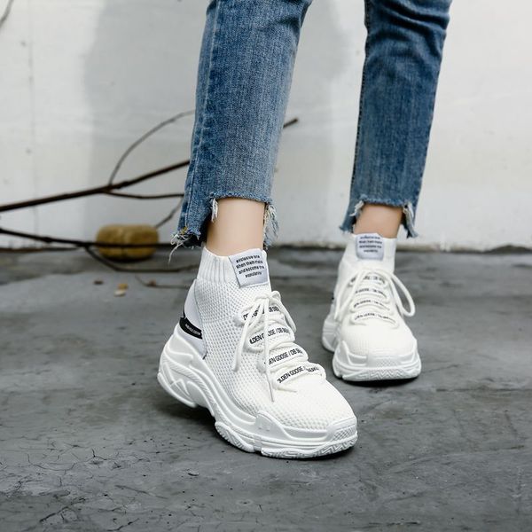 

Shark Sneakers Women Men Knit Upper Male Chunky Shoes High Top Running Men Women Sneakers For M