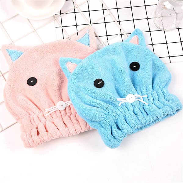 

cartoon cat ear dry hair cap shower cap bath towel strong absorbing drying long velvet ultra-soft special hair dry hat towels