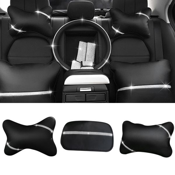 

head lumbar universal wear resistant support rest pillow soft bling luster cushion protection anti scratch car armrest pad