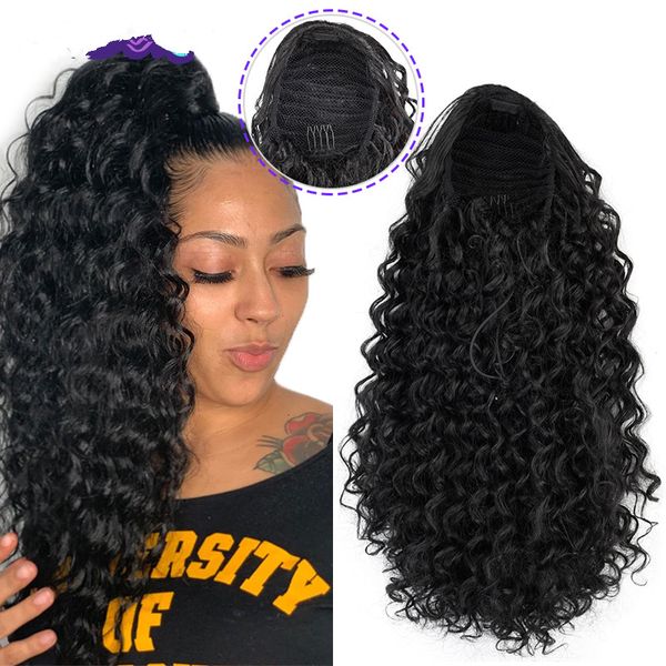 8 '' Puff Afro Kinky Curly Ponytail 120g / clipe Pacote de curto Enrole Humano no rabo de cavalo das extensões do cabelo americano Africano