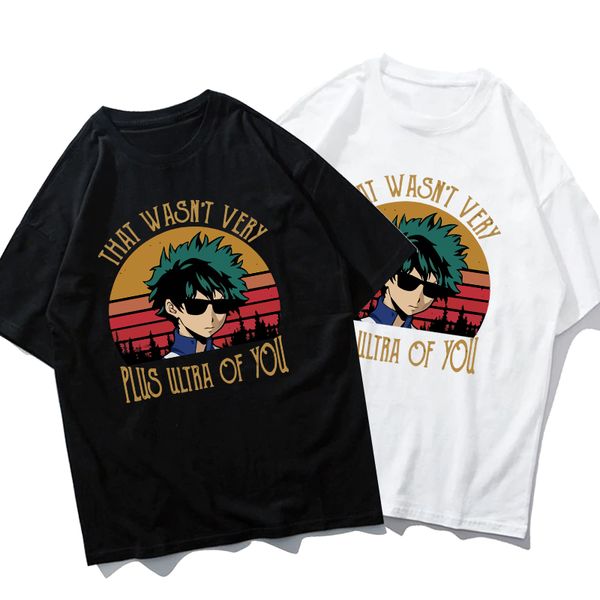 

japanese anime boku no hero academia short-sleeve t-shirt, White;black