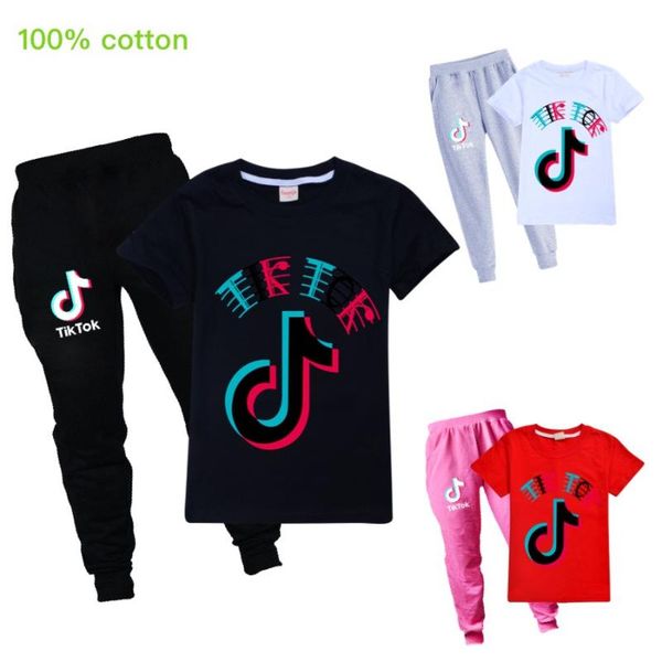 

2pcs мальчики одежда наборы kid одежда tiktok 2020 лето малышей детские дети с коротким рукавом комплекты футболки брюки брюки нарядах, White