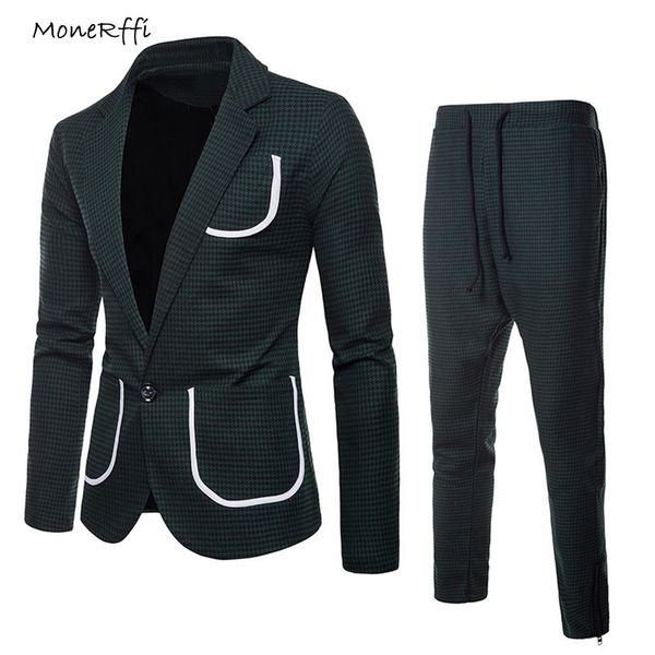 

monerffi men's slim suits business casual blazer and pants solid thicken cotton suits jacket plus size 2xl fashion bottoms, White;black