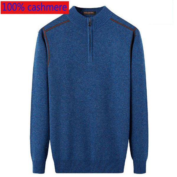 

new winter men 100%cashmere half height zipper large coat computer knitted mandarin collar casual men sweater size xssmlxl2xl3xl, White;black
