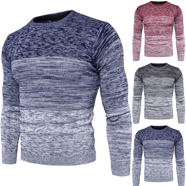 

2020 new casual sweater men autumn winter casual long sleeve sweaters gradient color print o neck knitted sweate men pullover, White;black