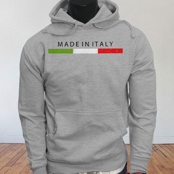 

made in italy italian pride flag funny soccer mens gray hoodie, Black