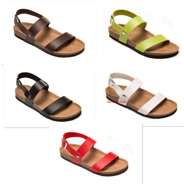 

new famous brand arizona men cork flat heel sandals women fashion summer beach casual shoes with buckle genuine leather shoes