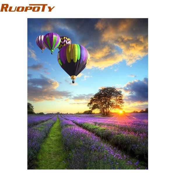

ruopoty frame romantic balloon diy painting by numbers kits landscape modern wall art canvas acrylic painting for home decor