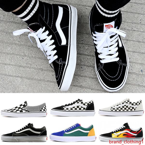 

2019 new designer shoes authentic old skool sk8-hi skool canvas shoes triple white black yacht club women mens skate casual sneakers 36-44