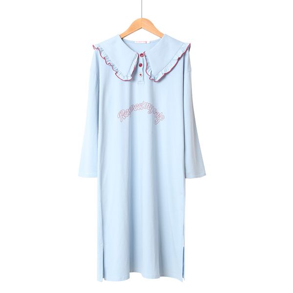 

korean sweet alphabet printing night gown women sleepwear three quarter ropa para dormir mujer nighties for women nightgown, Black;red
