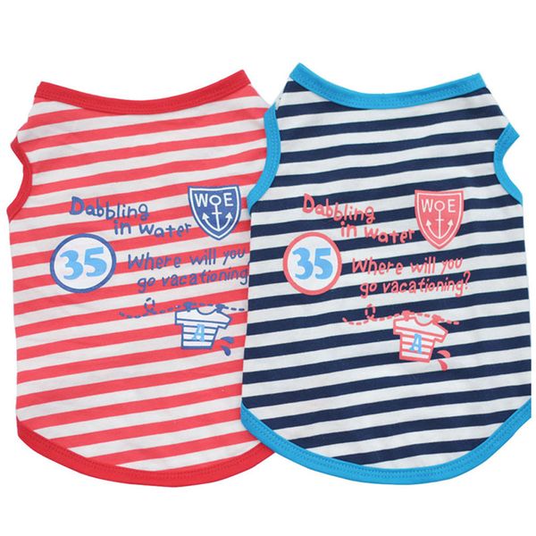 

xs-l pet dog vest letter t-shirt spring/summer striped dog shirt pet clothes for dogs cats puppy clothes wholesale 40ja10