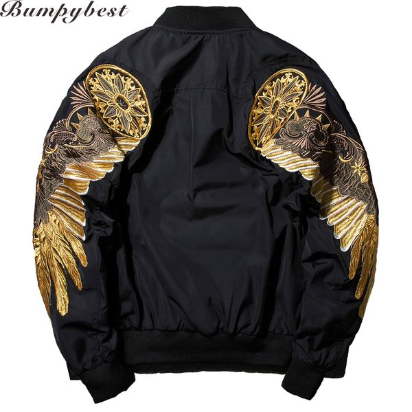

ma1 bomber jacket 2017 new spring autumn black angel wing embroidery bomber thin jacket men hip hop coat fashion streetwear, Black;brown
