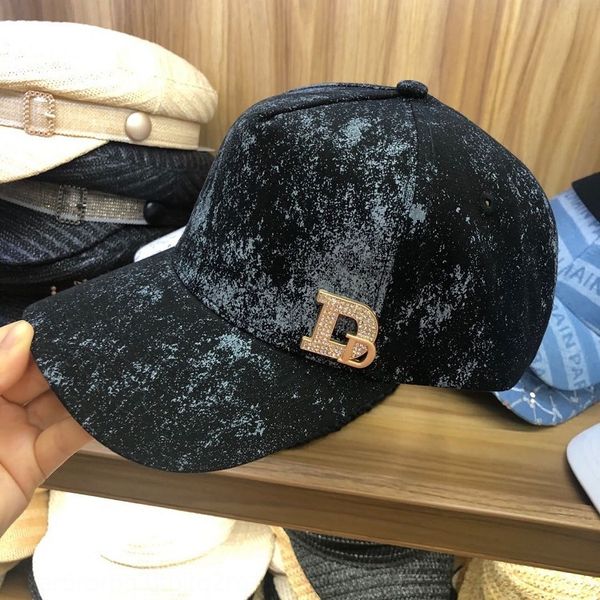 

female street graffiti tie-dyed baseball sun hat sun hat baseball male fashionable letter cap with diamond casual sunshade cap, Blue;gray