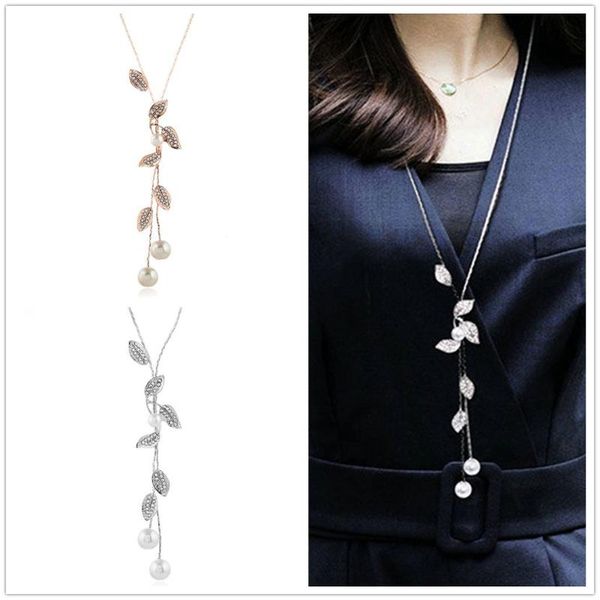 

simple temperament pearl necklace leaf fringed snowflake choker sweater chain necklace trendy delicate jewelry necklaces torque, Silver