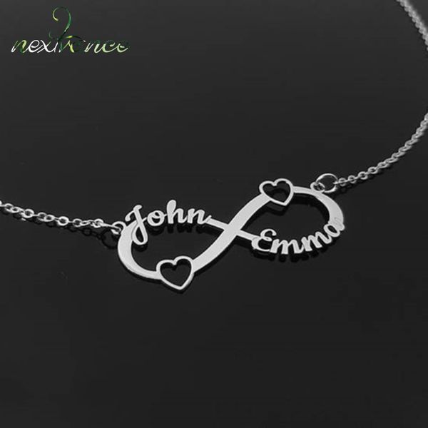 

nextvance stainless steel custom name couple necklace personalized infinity pendant necklace jewelry friend gift, Silver