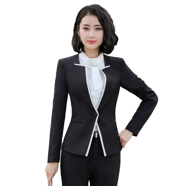 

female elegant formal office work wear women blazer jackets ladies business outerwear clothes black styles jackets and coats, White;black