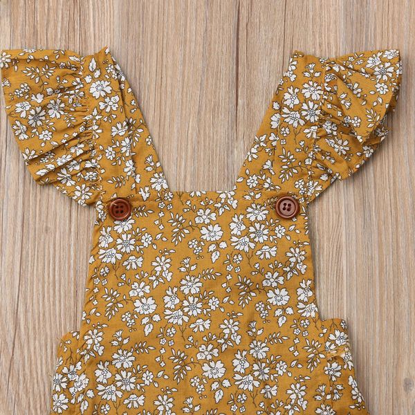 

new arrivels summer baby girls ruffles clothes sunsuit floral strap romper clothing outfits, Blue