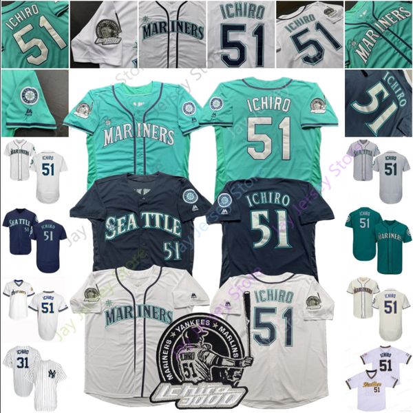 

2019 Ichiro Suzuki Jersey Japan Blue Wave Seattle Yankees Mariners With 3000th Hit Patch Men Women Youth Kid Cheap