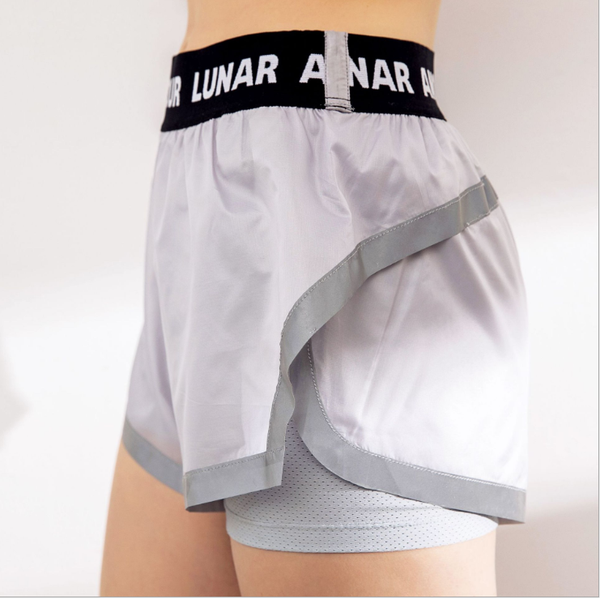 

yoga shorts womennew sports shorts women yoga fitness running quick dry fake two pieces of anti-glare sports women, White;red