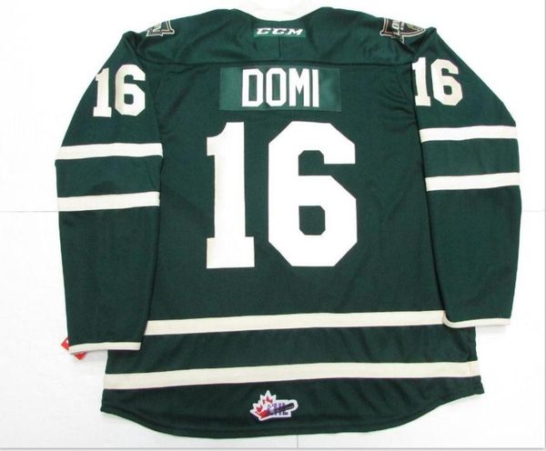 

custom men youth women vintage #16 max domi ohl london knights green white premier ohl hockey jersey size s-5xl or custom any name or number, Black