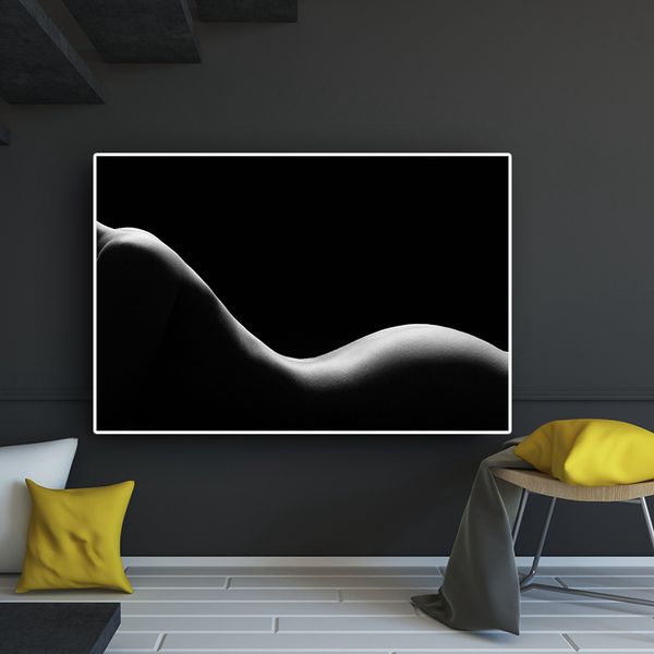 

black white nude body portrait abstract canvas painting posters and prints scandinavian wall art picture for living room