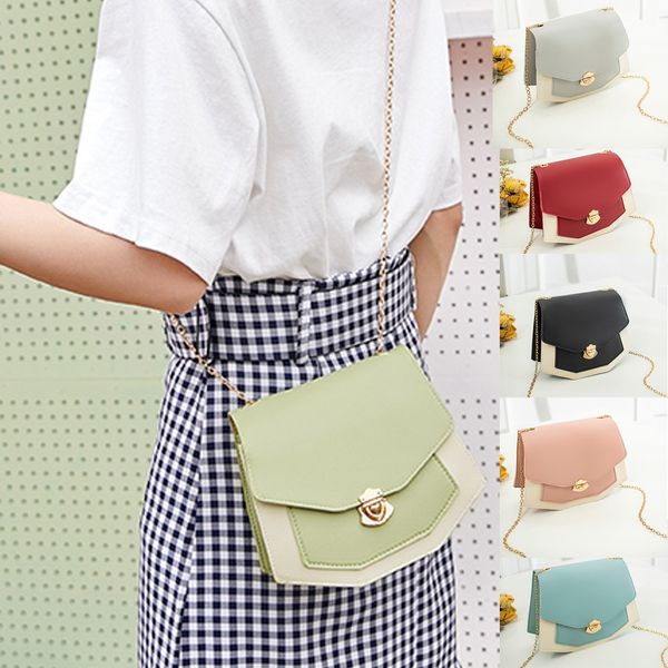 

сплошной цвет цепи плеча моды момен мешок сумка мобильный телефон для 2019