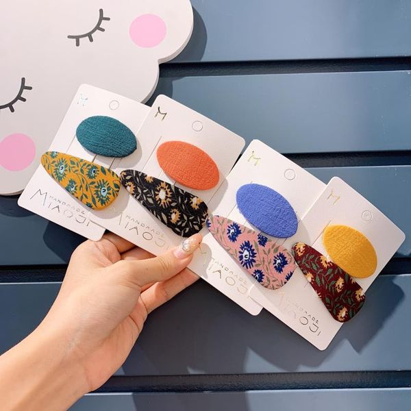

korean japan print solid water drop oval cute children girl kids bb hairpins hair clips head wear sets accessories-swkhws137f, Slivery;white