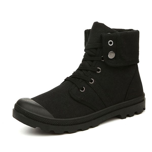 

autumn winter men canvas boots army combat style fashion high-military ankle boots men's shoes comfortable, Black