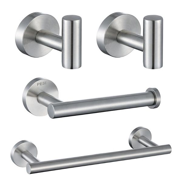 

stainless steel bathroom hardware set towel rack toilet paper holder towel bar hook bathroom accessories, matte black