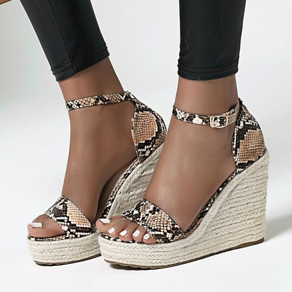 

summer women platform sandals gladiator fashion high heels wedges shoes for women open toe sandals serpentine shoes, Black