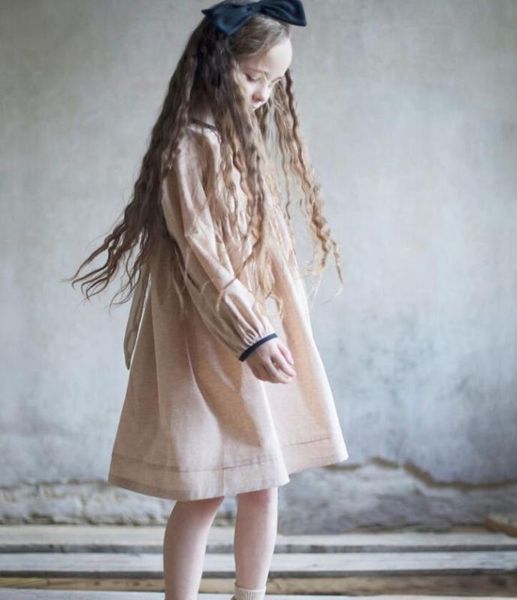 

2020 spring girl cotton linen dresses kids fashion bow long sleeve dress children wholesale clothes 6pcs/lot, Red;yellow