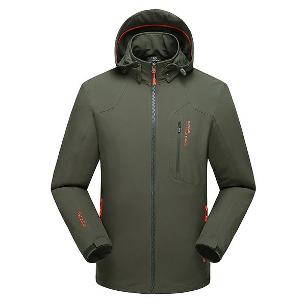 

men hiking jackets big size 5xl 6xl 7xl 8xl soft shell outdoors jackets thin breathable detachable hood climbing camping coat, Blue;black