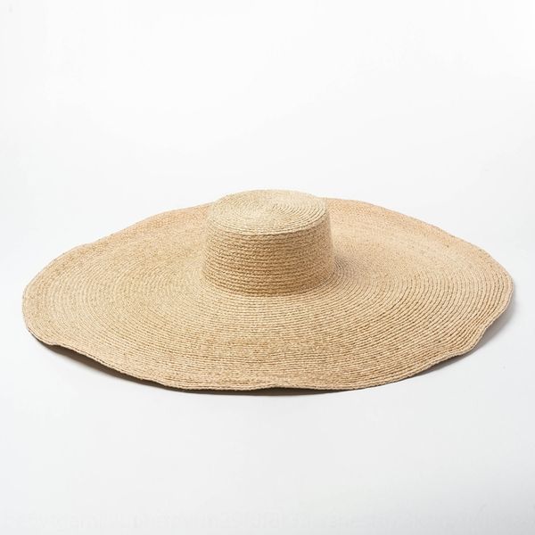 

лето плоский верх большие поля лафит соломенная шляпа вогнутый стиль туризм солнцезащитный крем большой край лафит соломенная плоская шляпа, Blue;gray