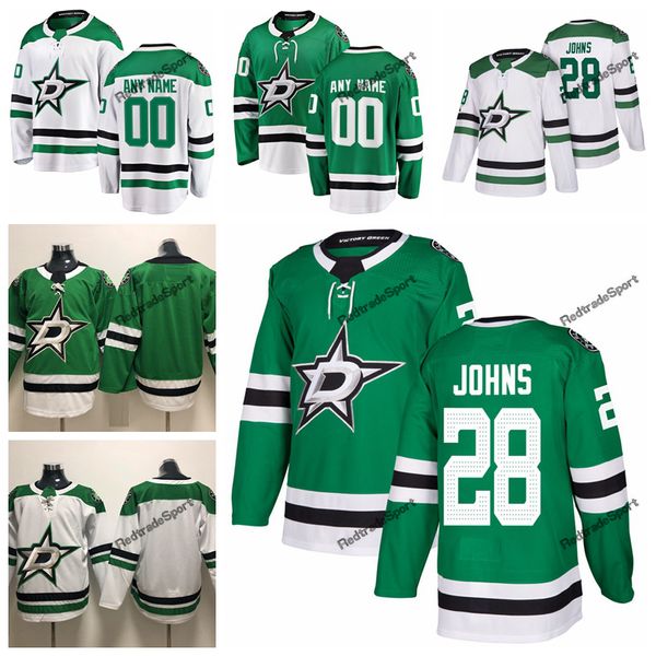 

2019 stephen johns dallasstars stars hockey jerseys mens custom name home green #28 stephen johns stitched hockey shirt s-xxxl, Black;red