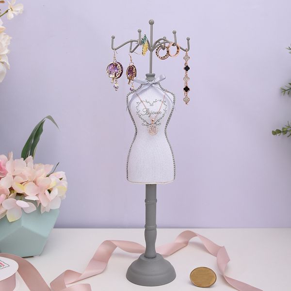 

[ddisplay]beauty lady jewelry earrings metal jewelry stand retro style pendant ornament display vintage bracelet wooden jewelry rack, Black
